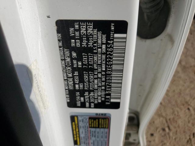 5XYZU3LBXEG222654 - 2014 HYUNDAI SANTA FE S WHITE photo 13