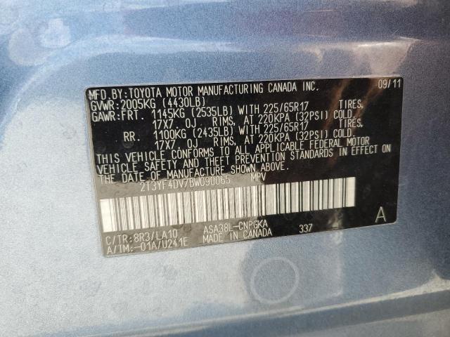 2T3YF4DV7BW090065 - 2011 TOYOTA RAV4 LIMITED BLUE photo 13