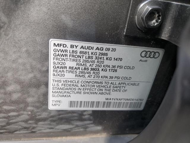 WA1VXAF70MD014792 - 2021 AUDI Q7 PRESTIGE Czarny zdjęcie 13