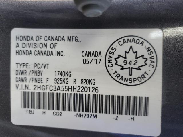 2HGFC3A55HH220126 - 2017 HONDA CIVIC SI GRAY photo 12