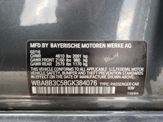 WBA8B3C58GK384076 - 2016 BMW 340 I GRAY photo 12