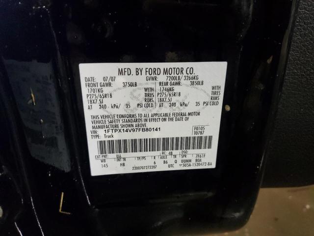 1FTPX14V97FB80141 - 2007 FORD F150 BLACK photo 12