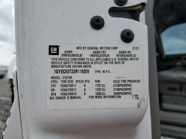 1GYEC63T22R118209 - 2002 CADILLAC ESCALADE LUXURY WHITE photo 13