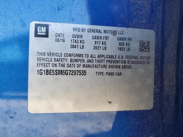 1G1BE5SM6G7297535 - 2016 CHEVROLET CRUZE LT BLUE photo 12