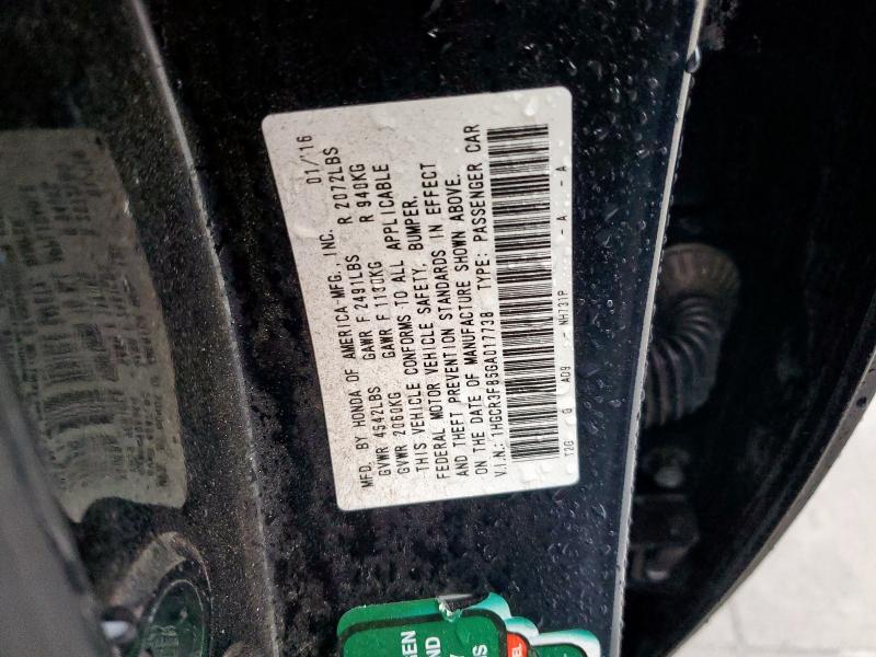 1HGCR3F85GA017738 - 2016 HONDA ACCORD EXL BLACK photo 12