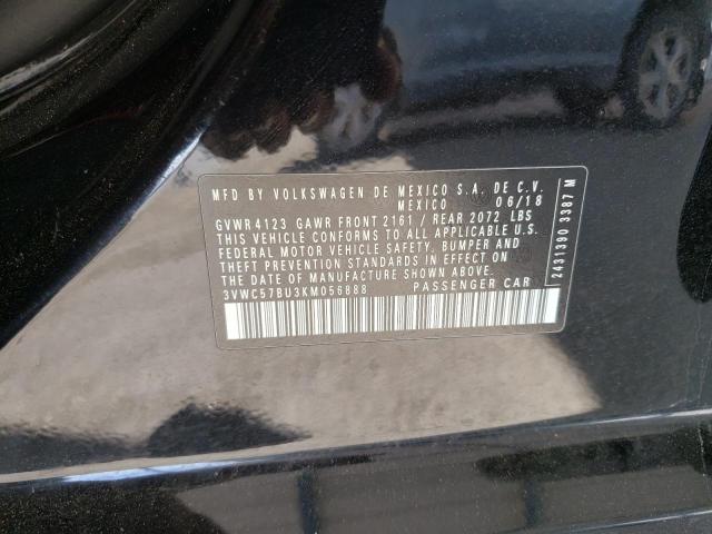 3VWC57BU3KM056888 - 2019 VOLKSWAGEN JETTA S BLACK photo 12