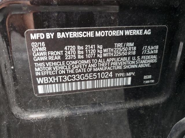 WBXHT3C33G5E51024 - 2016 BMW X1 XDRIVE28I BLACK photo 13