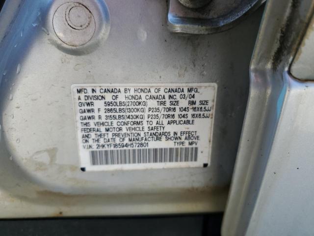 2HKYF18594H572801 - 2004 HONDA PILOT EXL 银色 照片 13