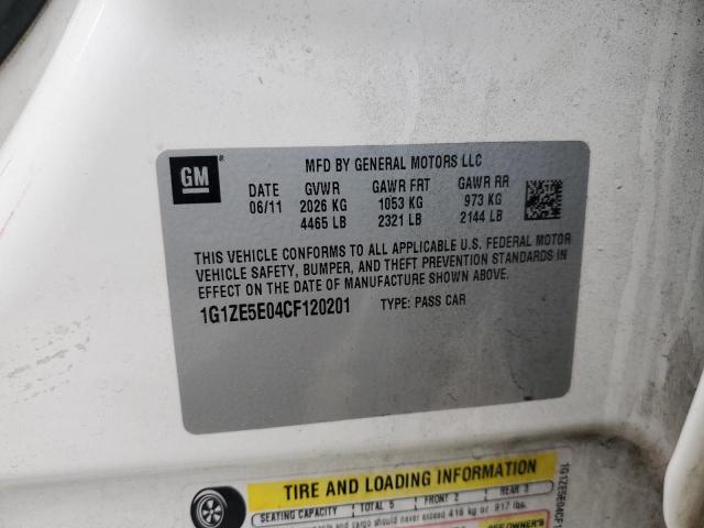 1G1ZE5E04CF120201 - 2012 CHEVROLET MALIBU LTZ თეთრი ფოტო 13