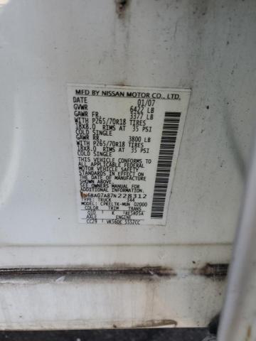 1N6BA07A87N228312 - 2007 NISSAN TITAN XE WHITE photo 12