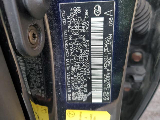 JTHBA30G965147044 - 2006 LEXUS ES 330 BLACK photo 12