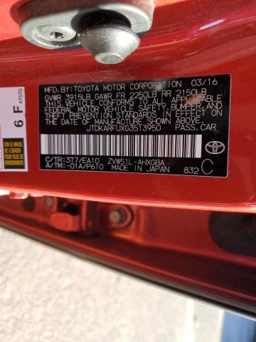 JTDKARFUXG3513950 - 2016 TOYOTA PRIUS RED photo 13