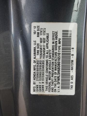 5FNRL5H68DB016510 - 2013 HONDA ODYSSEY EXL GRAY photo 13
