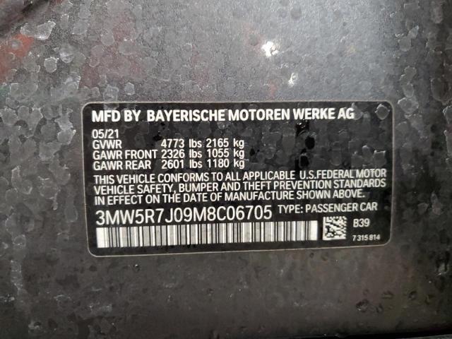 3MW5R7J09M8C06705 - 2021 BMW 330XI CHARCOAL photo 12