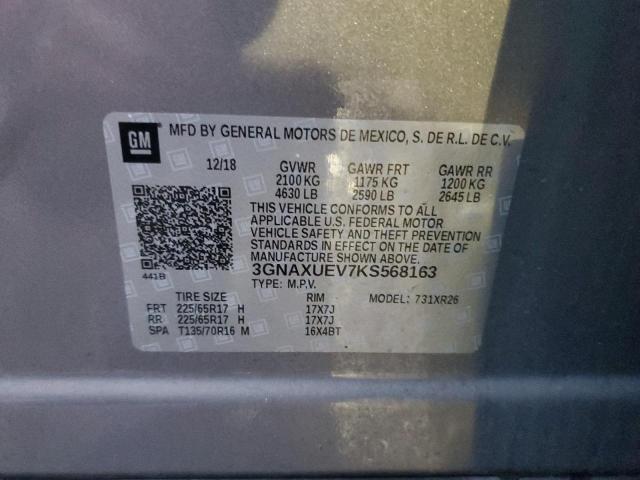 3GNAXUEV7KS568163 - 2019 CHEVROLET EQUINOX LT GRAY photo 13