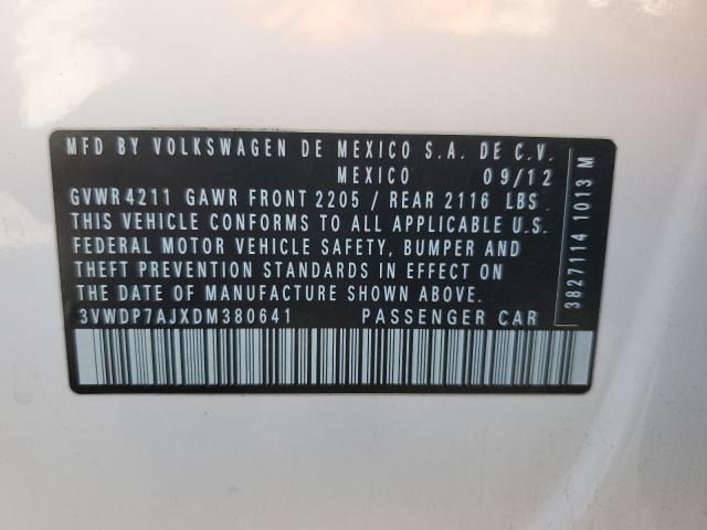 3VWDP7AJXDM380641 - 2013 VOLKSWAGEN JETTA SE 双色 照片 12