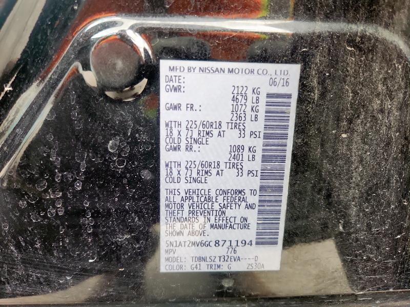 5N1AT2MV6GC871194 - 2016 NISSAN ROGUE S შავი ფოტო 13