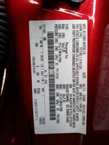 1FADP3F21DL373100 - 2013 FORD FOCUS SE RED photo 12