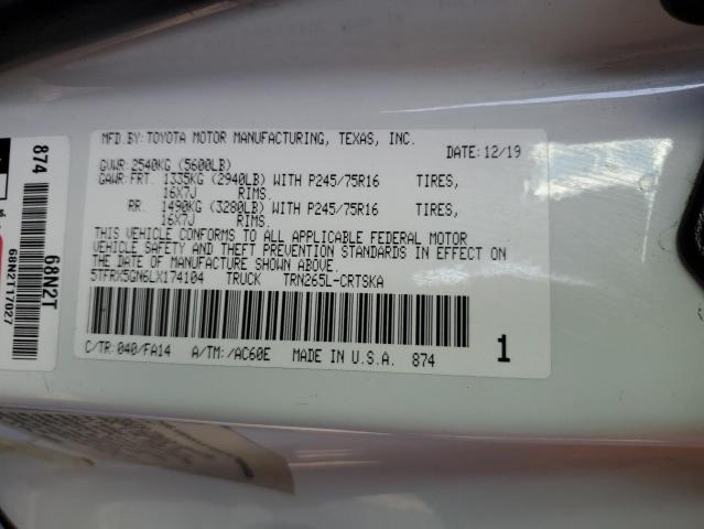 5TFRX5GN6LX174104 - 2020 TOYOTA TACOMA ACCESS CAB Beyaz fotoğraf 12