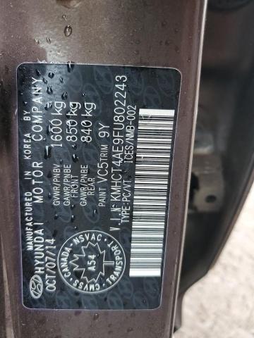 KMHCT4AE9FU802243 - 2015 HYUNDAI ACCENT GLS BROWN photo 12