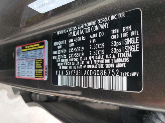 5XYZU3LA0DG086752 - 2013 HYUNDAI SANTA FE S ნაცრისფერი ფოტო 13