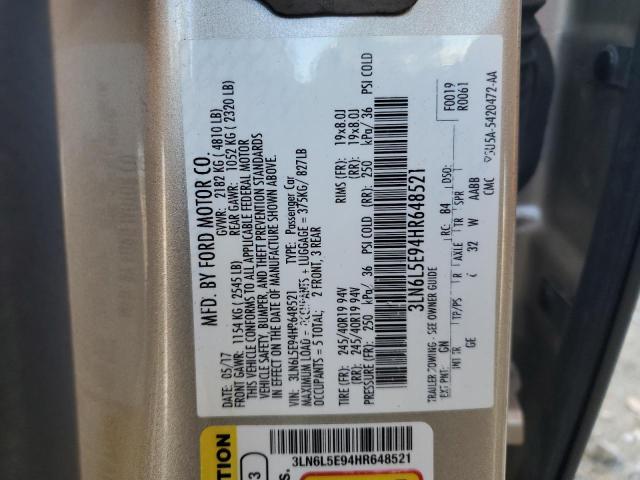 3LN6L5E94HR648521 - 2017 LINCOLN MKZ RESERVE ბეჟი ფოტო 12