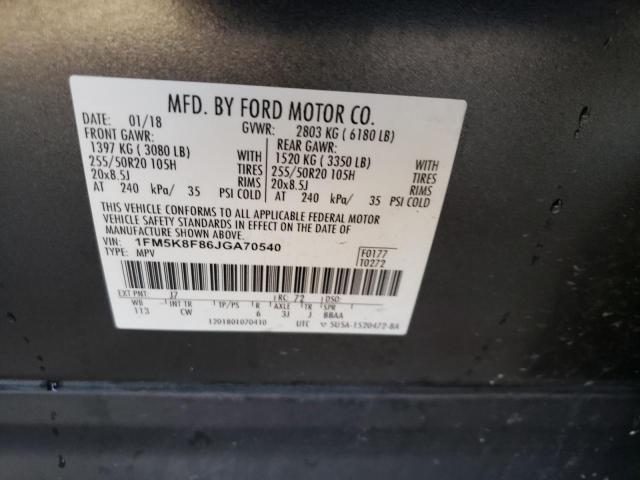 1FM5K8F86JGA70540 - 2018 FORD EXPLORER LIMITED GRAY photo 13