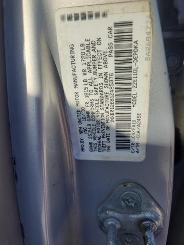 1NXBR12E81Z485376 - 2001 TOYOTA COROLLA CE Srebrny zdjęcie 12