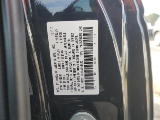 1HGCS1B83CA005872 - 2012 HONDA ACCORD EXL BLACK photo 12