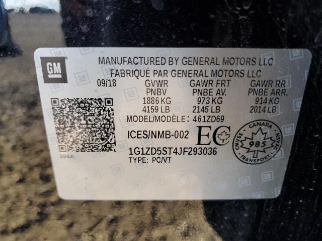 1G1ZD5ST4JF293036 - 2018 CHEVROLET MALIBU LT 黑色 照片 12