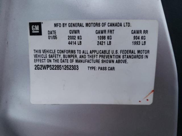 2G2WP522851262303 - 2005 PONTIAC GRAND PRIX 银色 照片 12