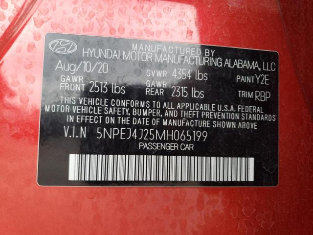 5NPEJ4J25MH065199 - 2021 HYUNDAI SONATA SEL PLUS RED photo 12