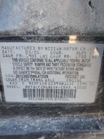 3N1CN8EV5ML872526 - 2021 NISSAN VERSA SV BLACK photo 12