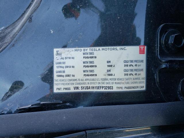 5YJSA1H15EFP32903 - 2014 TESLA MODEL S მწვანე ფოტო 12