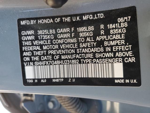 SHHFK7G48HU231892 - 2017 HONDA CIVIC SPORT BLUE photo 13