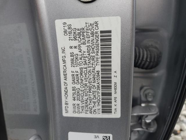 1HGCV1F39KA153948 - 2019 HONDA ACCORD SPORT SILVER photo 12