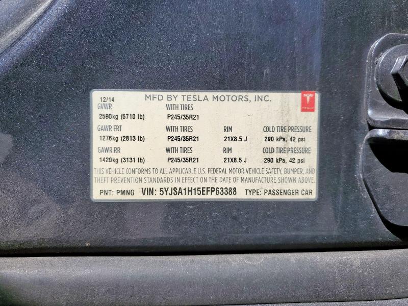5YJSA1H15EFP63388 - 2014 TESLA MODEL S Grau Foto 12