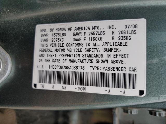 1HGCP36798A088178 - 2008 HONDA ACCORD EX GREEN photo 13