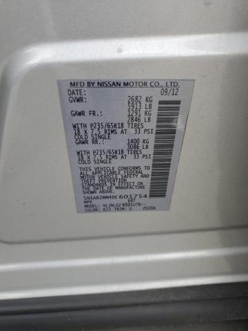 5N1AR2MM4DC601754 - 2013 NISSAN PATHFINDER S Արծաթագույն լուսանկար 14