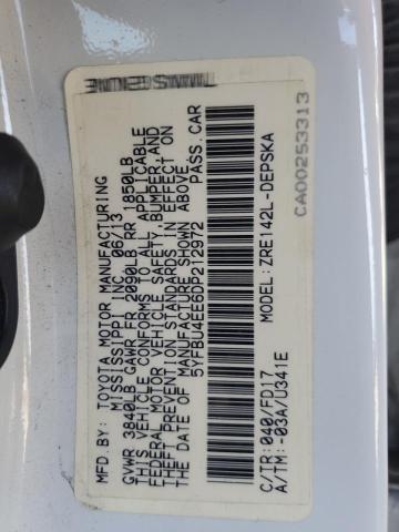 5YFBU4EE6DP212972 - 2013 TOYOTA COROLLA BASE أبيض صورة 12