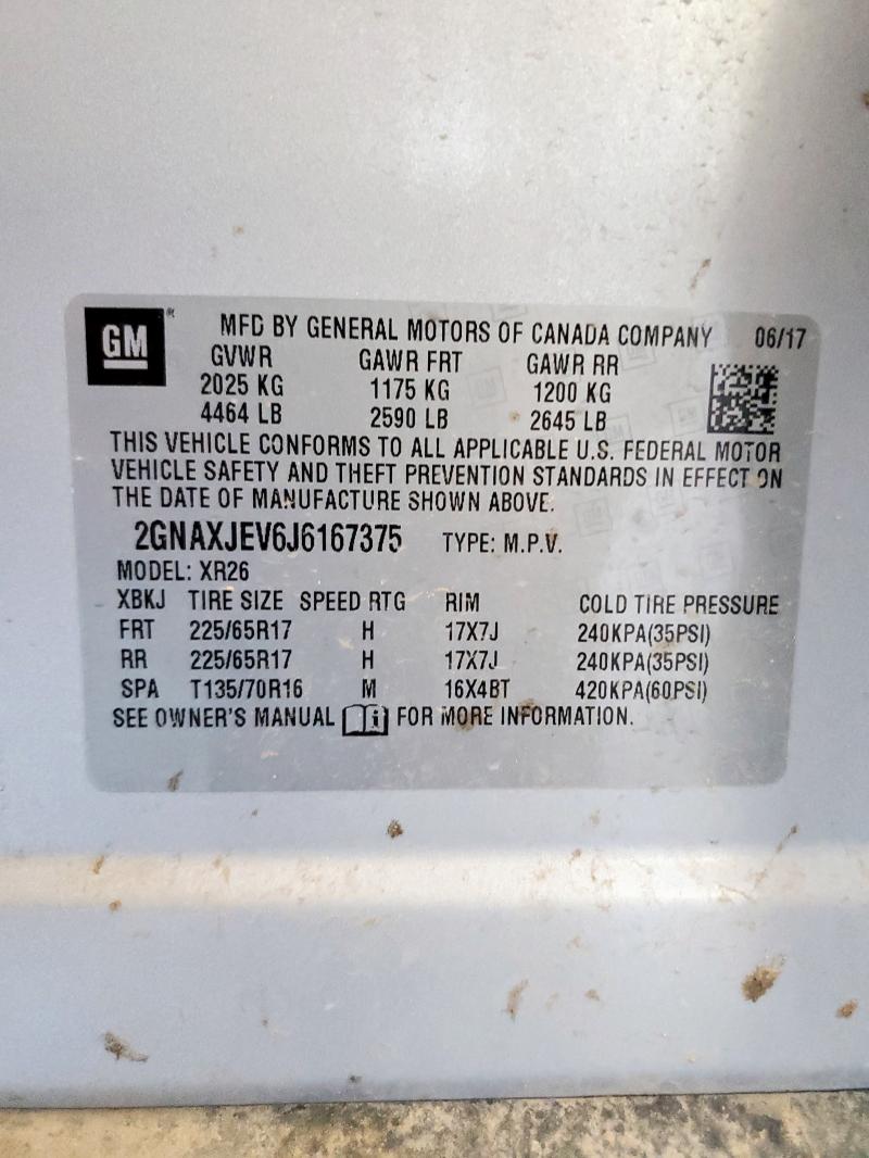 2GNAXJEV6J6167375 - 2018 CHEVROLET EQUINOX LT SILVER photo 13