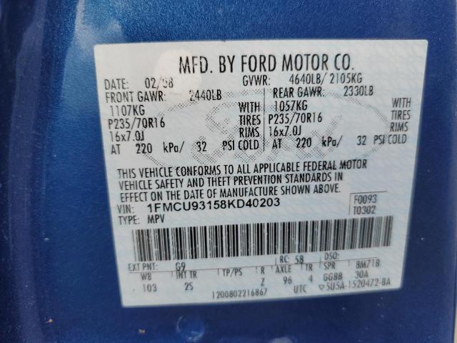 1FMCU93158KD40203 - 2008 FORD ESCAPE XLT BLUE photo 13