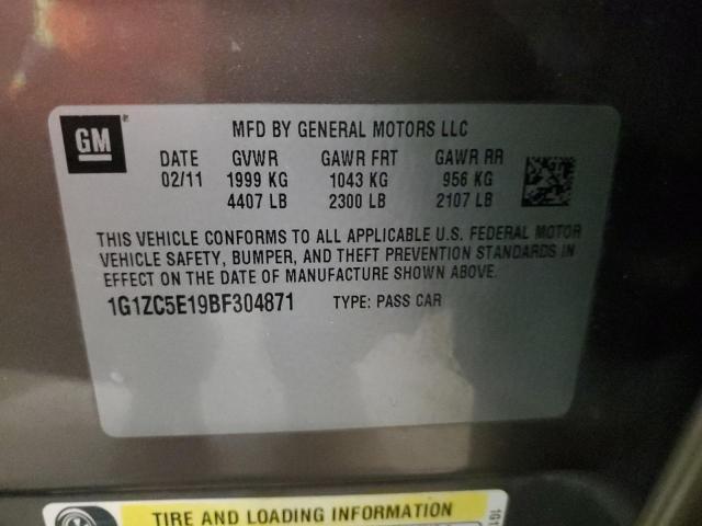 1G1ZC5E19BF304871 - 2011 CHEVROLET MALIBU 1LT 灰色 照片 12