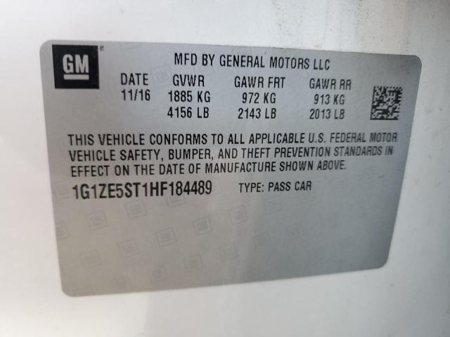 1G1ZE5ST1HF184489 - 2017 CHEVROLET MALIBU LT WHITE photo 12