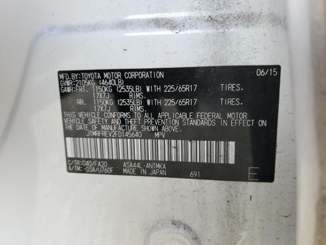 JTMRFREV2FD145640 - 2015 TOYOTA RAV4 XLE WHITE photo 14