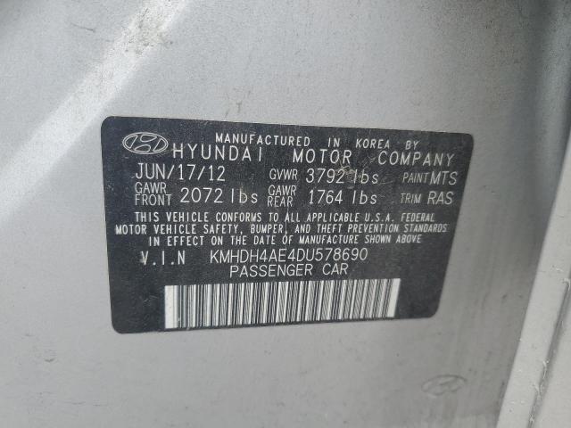 KMHDH4AE4DU578690 - 2013 HYUNDAI ELANTRA GLS SILVER photo 12