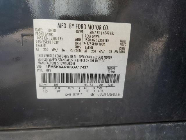 1FM5K8ARXKGA17437 - 2019 FORD EXPLORER POLICE INTERCEPTOR 黑色 照片 13