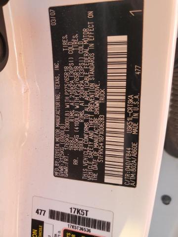 5TFRV54187X006283 - 2007 TOYOTA TUNDRA DOUBLE CAB SR5 WHITE photo 12