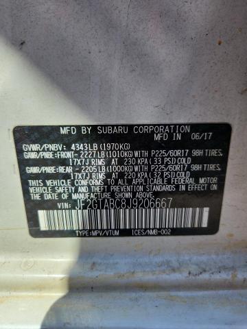 JF2GTABC8J9206667 - 2018 SUBARU CROSSTREK PREMIUM Beyaz fotoğraf 12