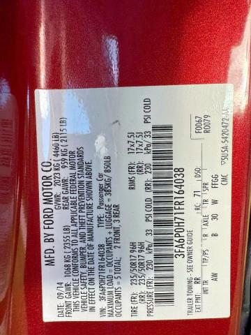 3FA6P0H71FR164038 - 2015 FORD FUSION SE RED photo 10